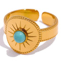 Bague Soleil Avec Pierre Bleue
