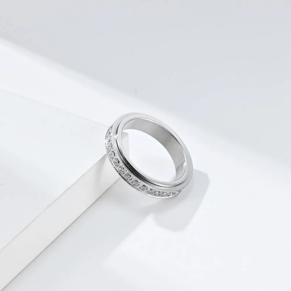 Bague Tournante Anti-Stress avec Zircon