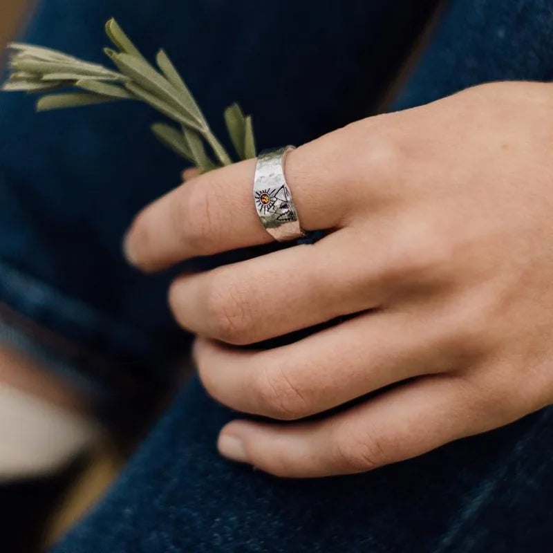 Bague Vintage Montagnes et Soleil
