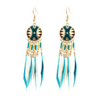 Boucle d'Oreille Ethnique Africaine bleu clair