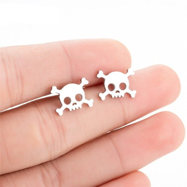 Boucle d'Oreille Tête de Mort (4 Coloris) argent