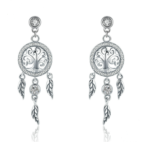 Boucles d'Oreille Attrape Rêve Argent