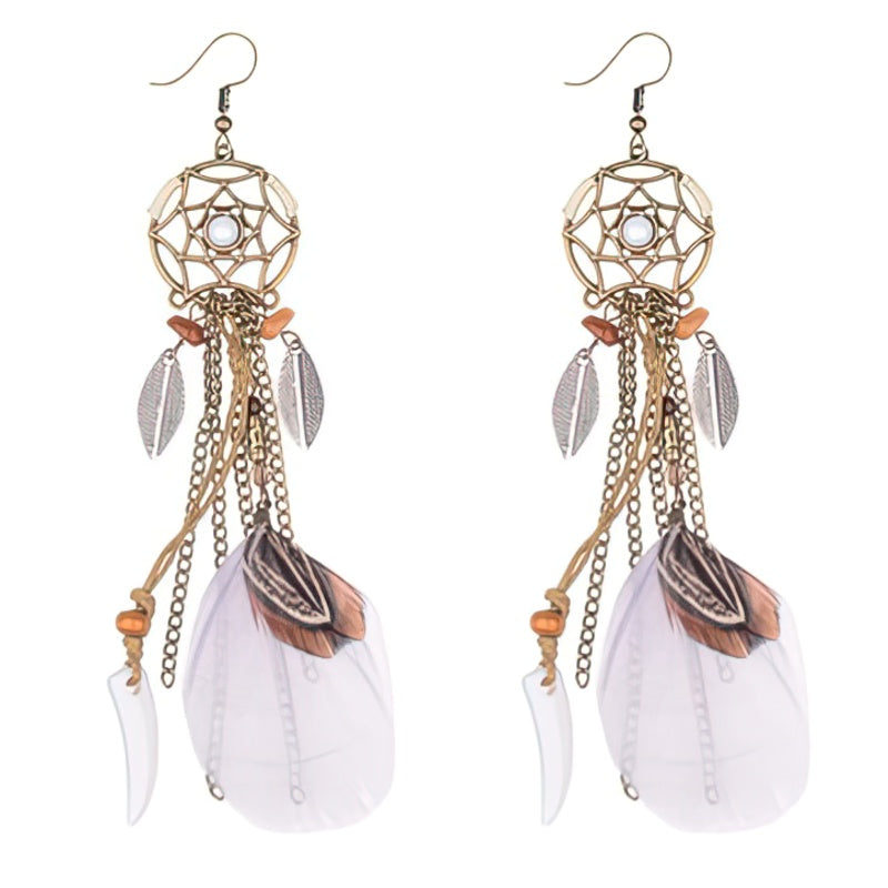 Boucles d'Oreille Attrape Rêve Plume