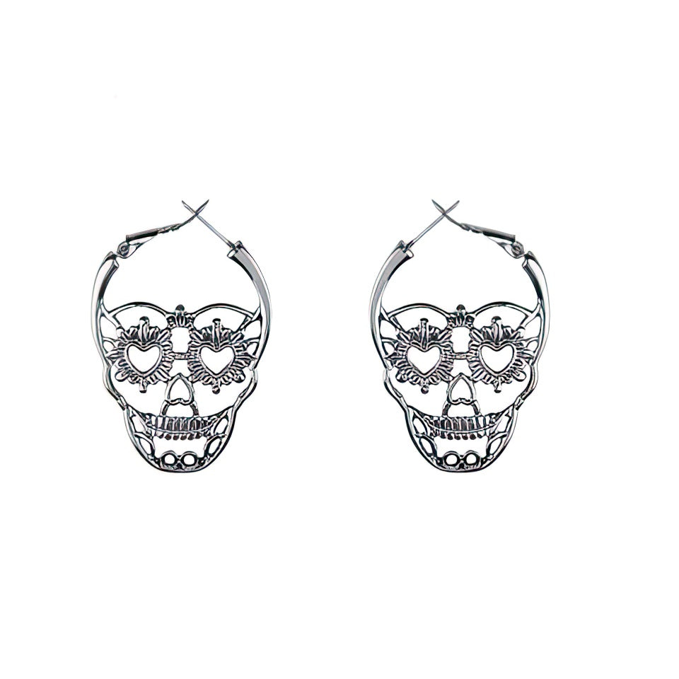Boucles d'Oreille Pendantes Tête de Mort