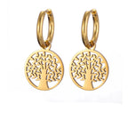 Boucles d'Oreilles Arbre de Vie Créoles Pendantes or