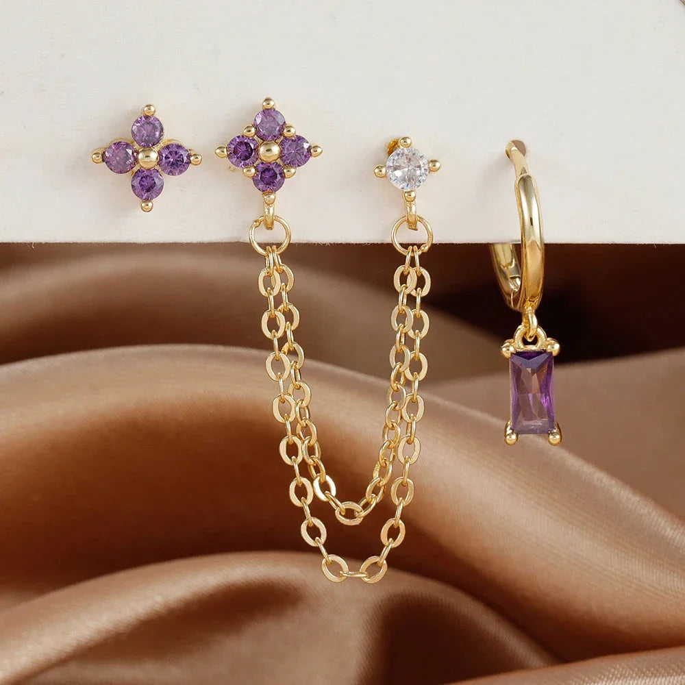 Boucles d'Oreilles avec Zircon Pierre de Naissance