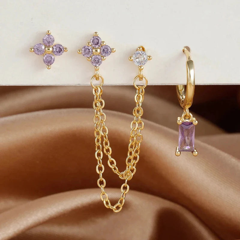 Boucles d'Oreilles avec Zircon Pierre de Naissance