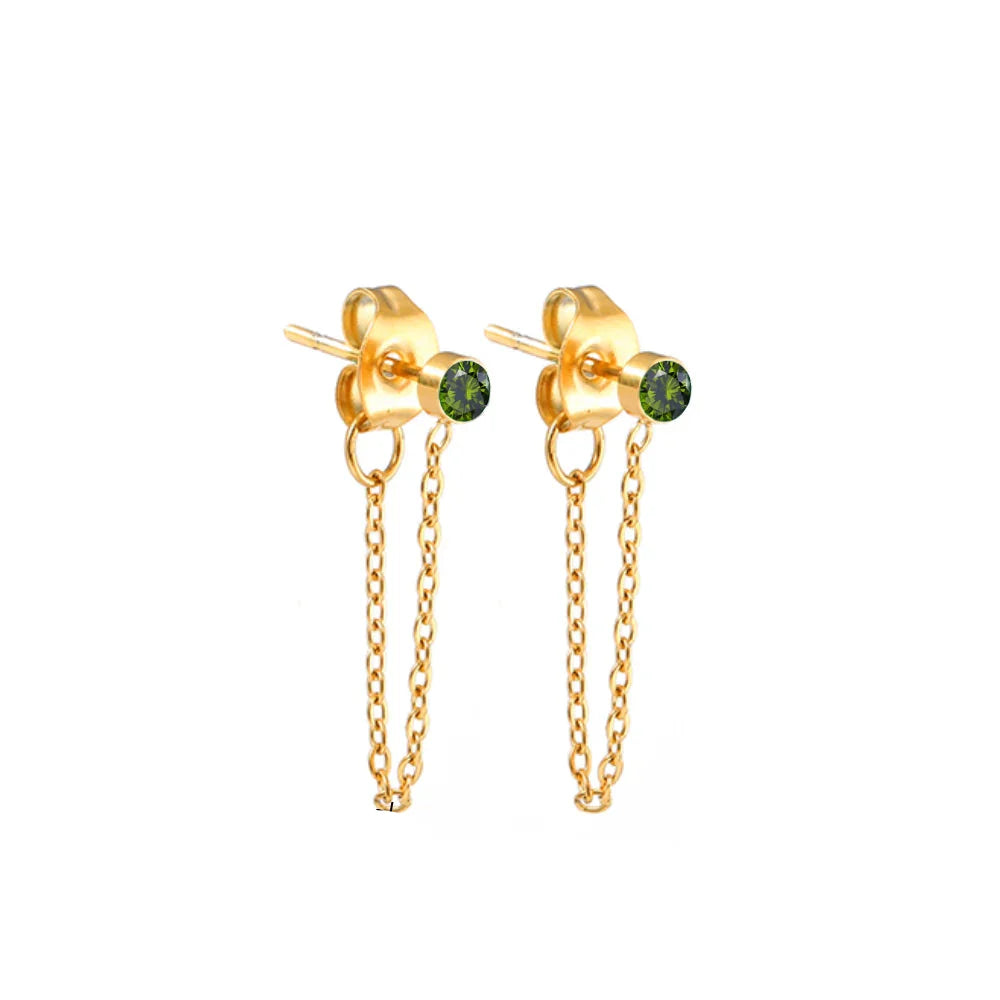 Boucles d'oreilles chaîne et pierre de naissance août