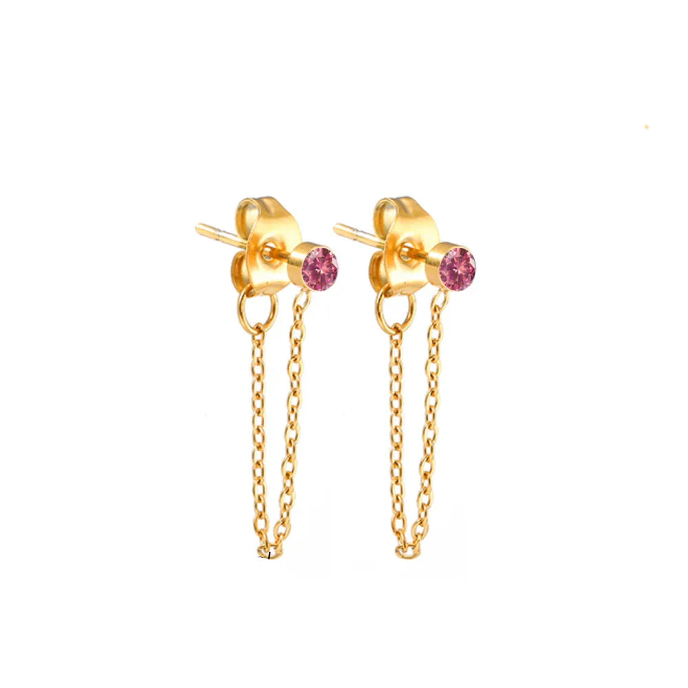 Boucles d'oreilles chaîne et pierre de naissance juillet