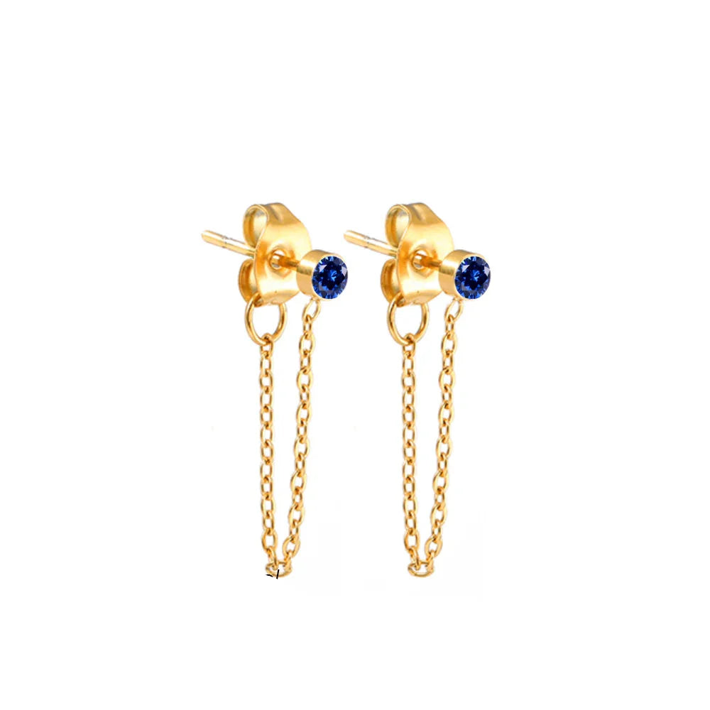 Boucles d'oreilles chaîne et pierre de naissance septembre