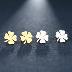 Boucles d'Oreilles Clou avec Trèfle à 4 Feuilles Porte Bonheur or