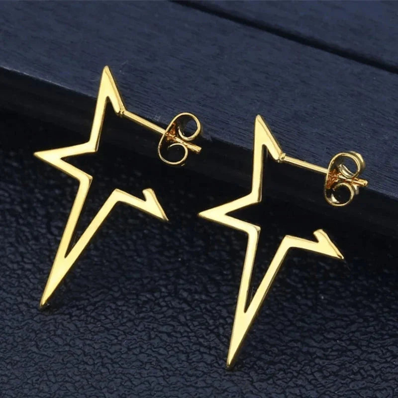 Boucles d'Oreilles Clou Etoile Style Punk or