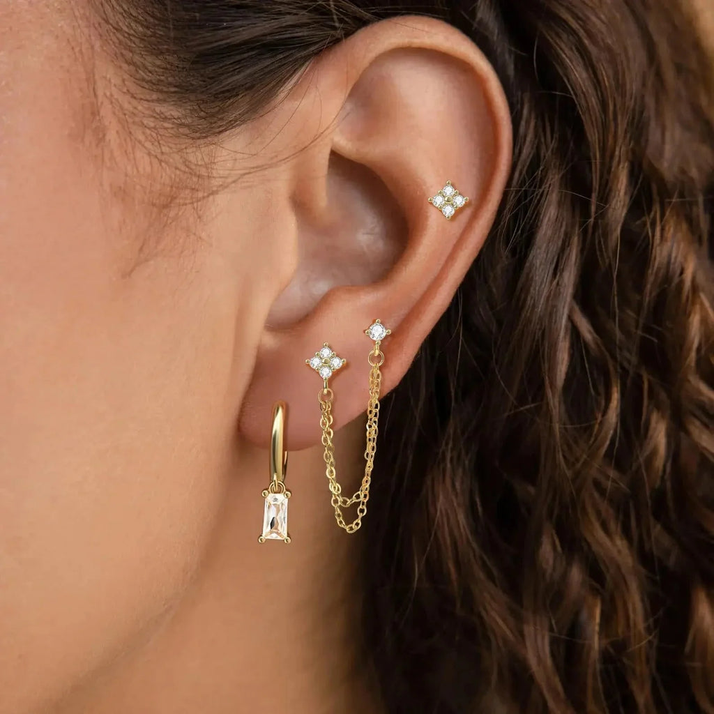 Boucles d'Oreilles Clou Etoiles en Crystal
