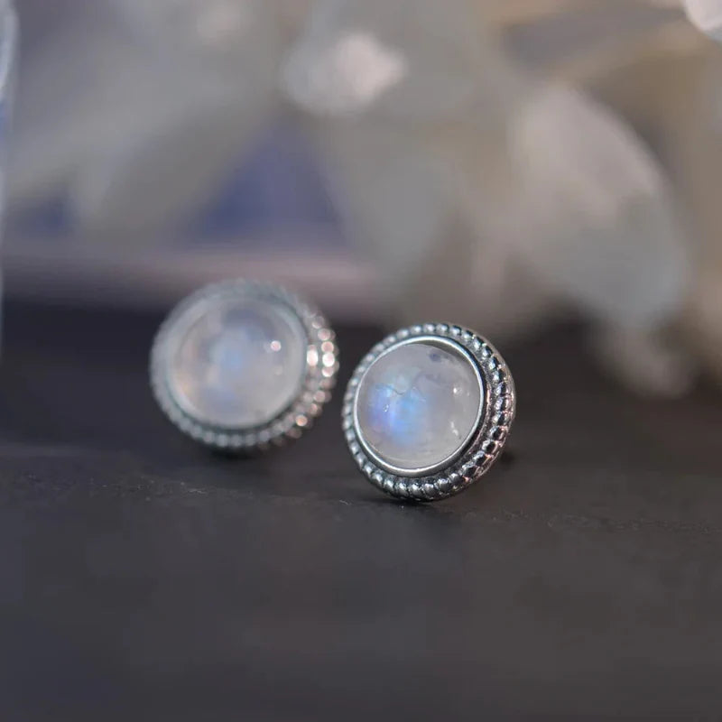 Boucles d'Oreilles Clou Femme Pierre de Lune