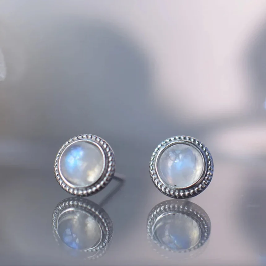 Boucles d'Oreilles Clou Femme Pierre de Lune
