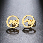 Boucles d'Oreilles Clou Rondes Montagnes pour Femme ou Homme or