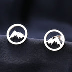 Boucles d'Oreilles Clou Rondes Montagnes pour Femme ou Homme argent