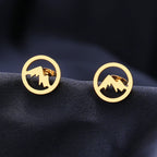 Boucles d'Oreilles Clou Rondes Montagnes pour Femme ou Homme or