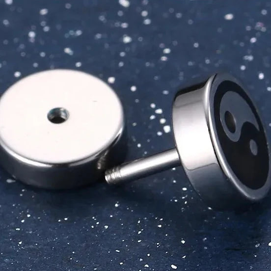 Boucles d'Oreilles Clou Yin Yang pour Homme