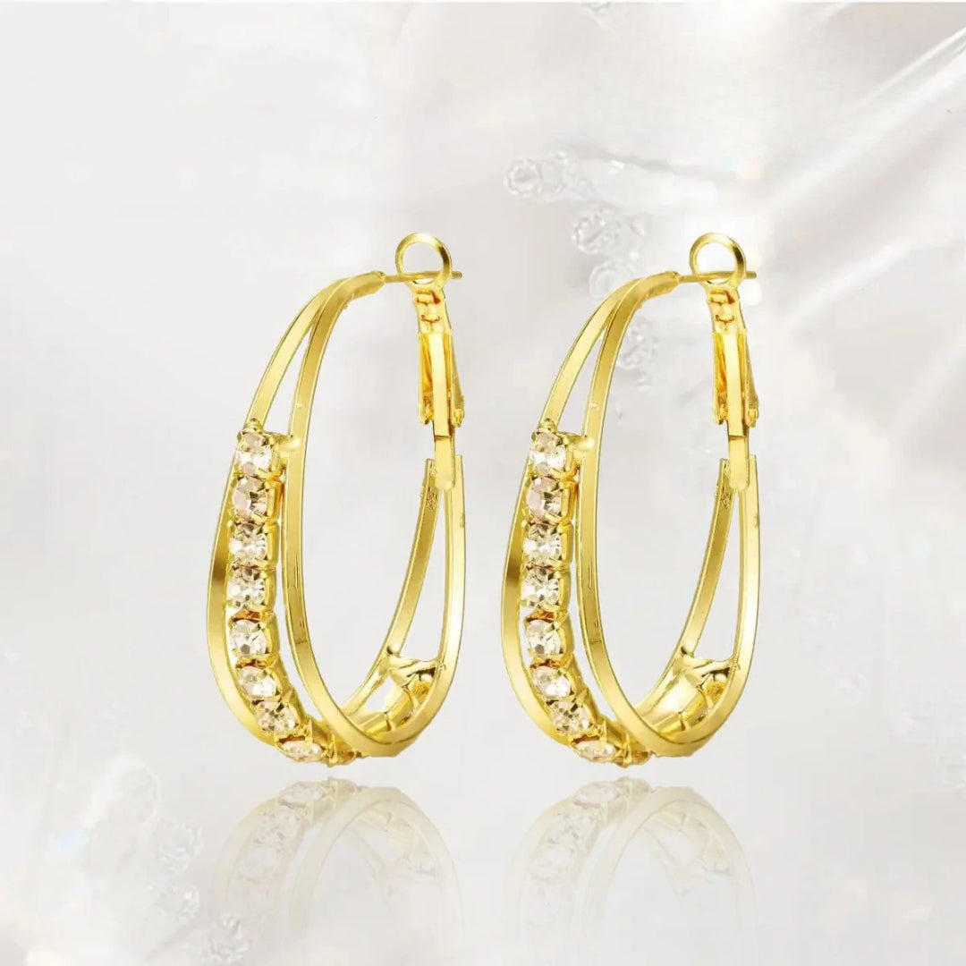 Boucles d'oreilles Créoles à Strass Or