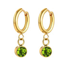 Boucles d'Oreilles Créoles avec Zircon Pierre de Naissance