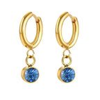 Boucles d'Oreilles Créoles avec Zircon Pierre de Naissance