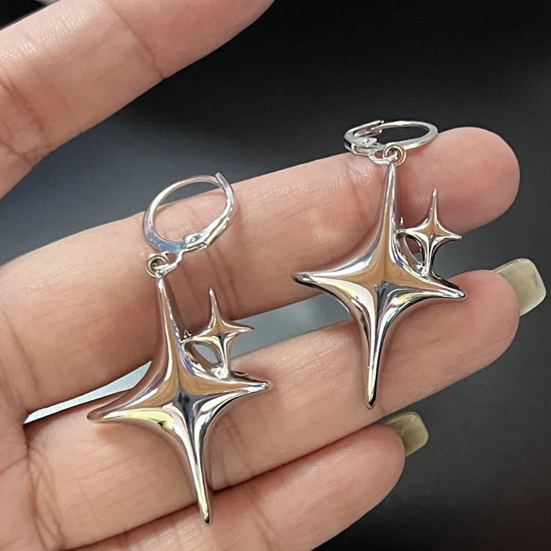 Boucles d'Oreilles Créoles Double Etoile