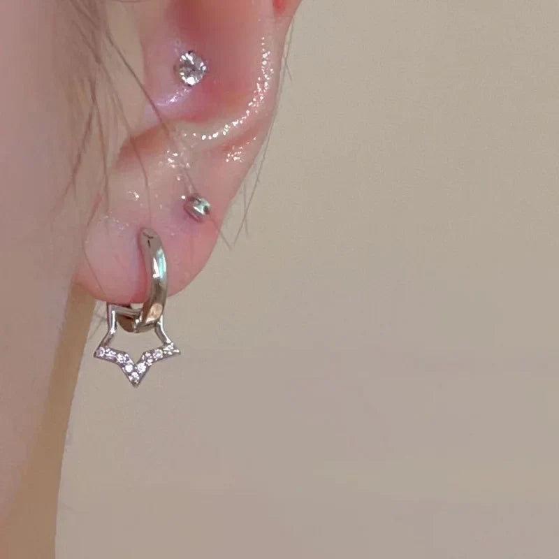 Boucles d'Oreilles Créoles Etoile Pentagonale