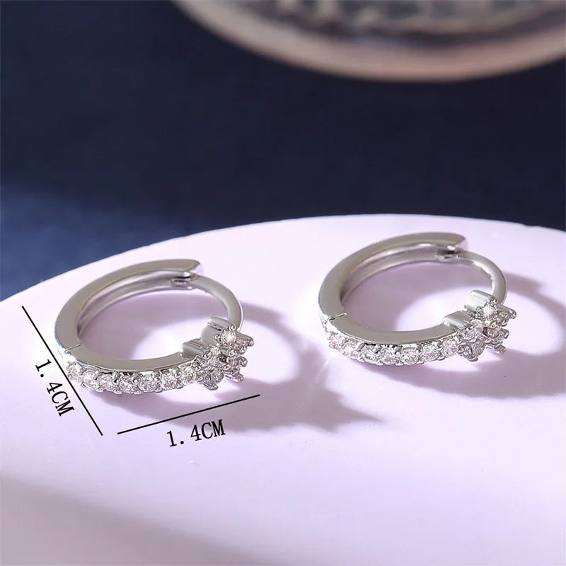 Boucles d'Oreilles Créoles Etoiles en Zircon