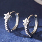 Boucles d'Oreilles Créoles Etoiles en Zircon argent