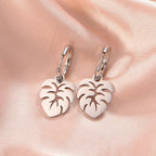 Boucles d'Oreilles Créoles Feuille de Palmier argent