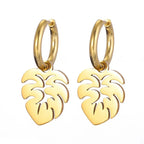 Boucles d'Oreilles Créoles Feuille de Palmier or