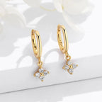 Boucles d'Oreilles Créoles Fleur Zircon or
