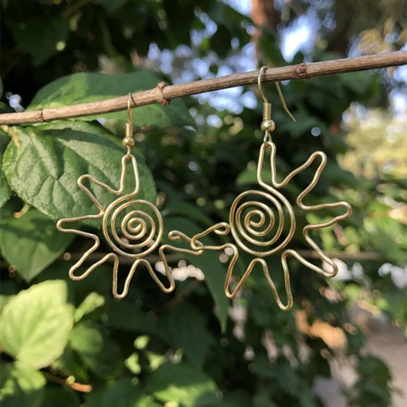 Boucles d'Oreilles de Style Pendantes Soleil