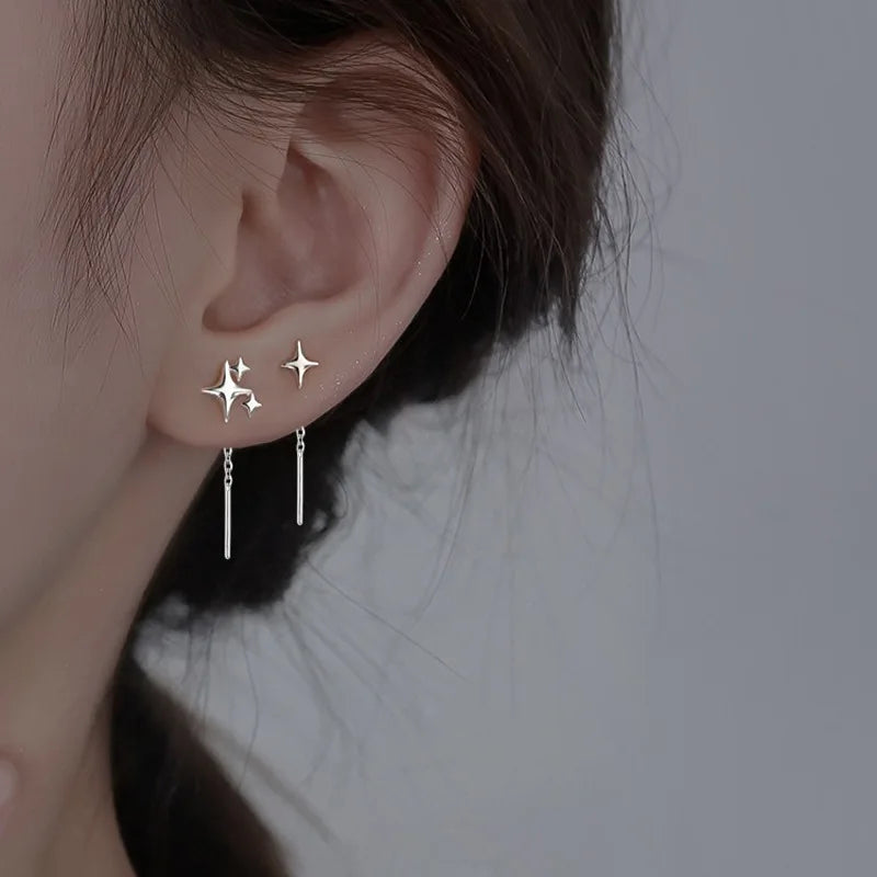 Boucles d'Oreilles Différentes Pendantes de Charme Etoiles