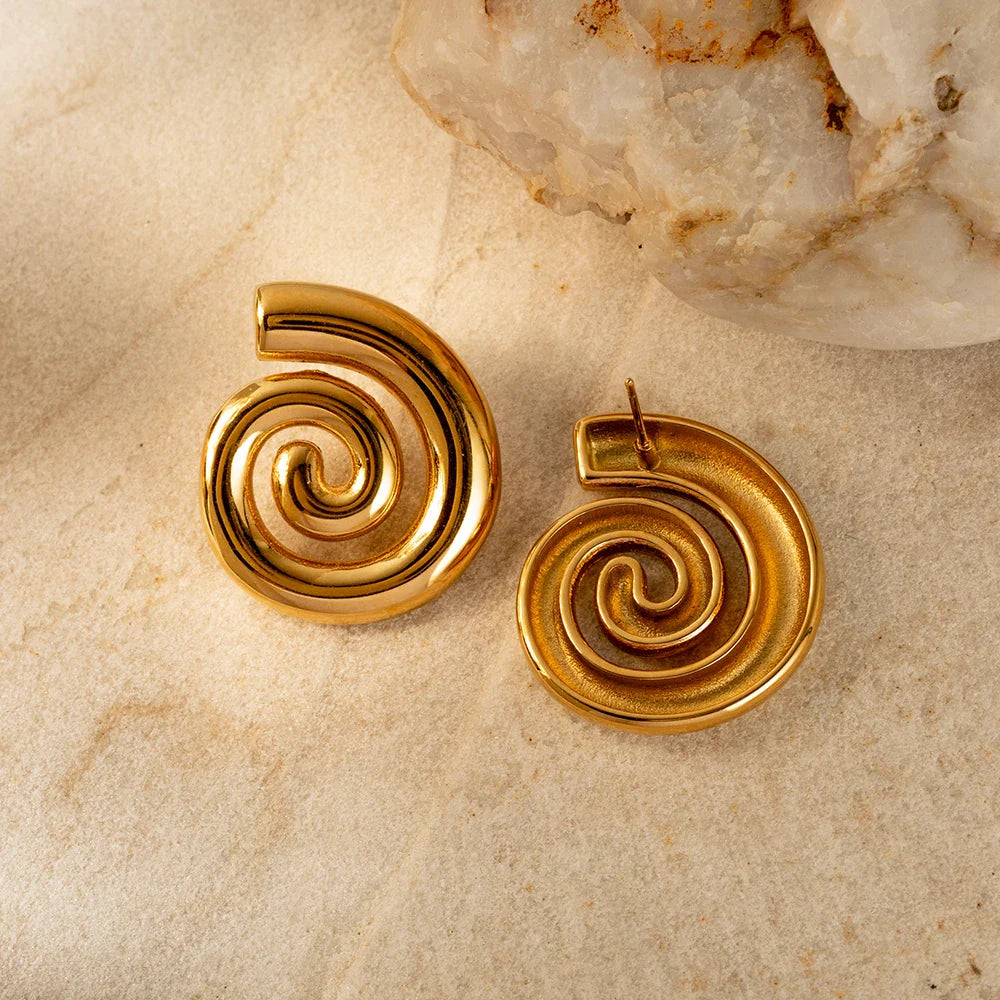 Boucles d'oreilles en forme de spirale bombée or