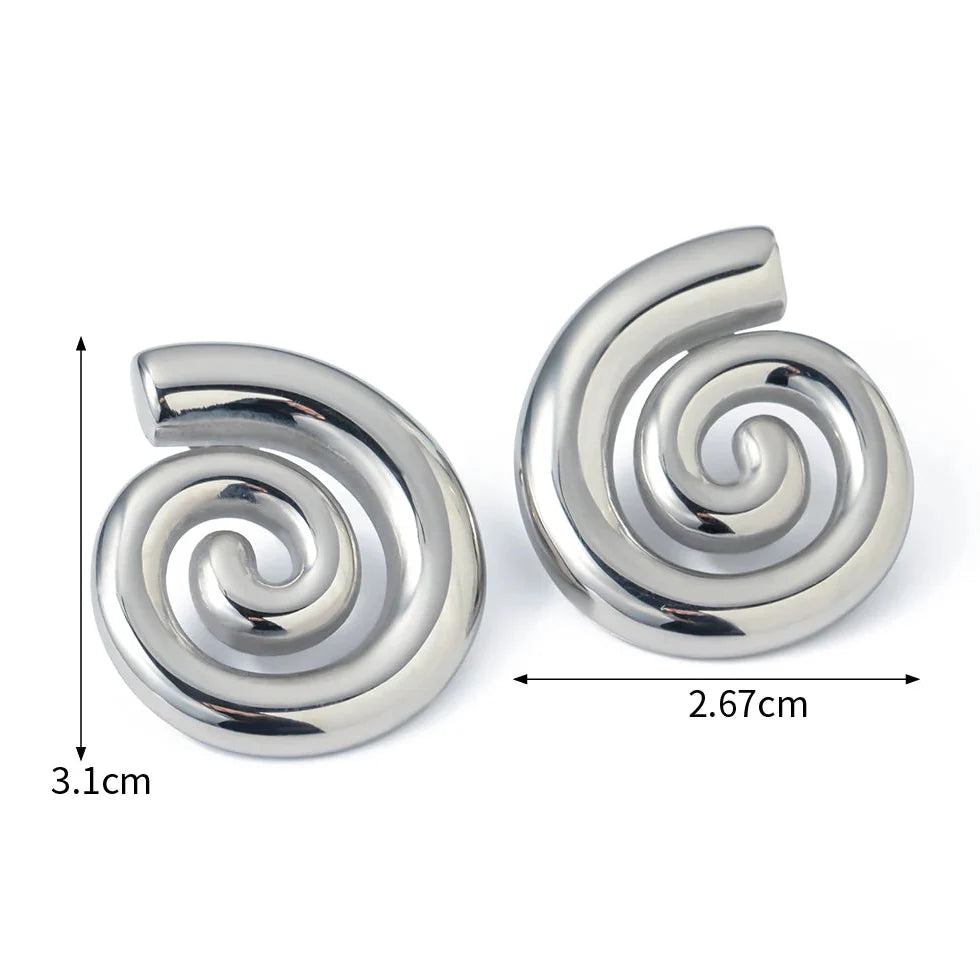 Boucles d'oreilles en forme de spirale bombée argent