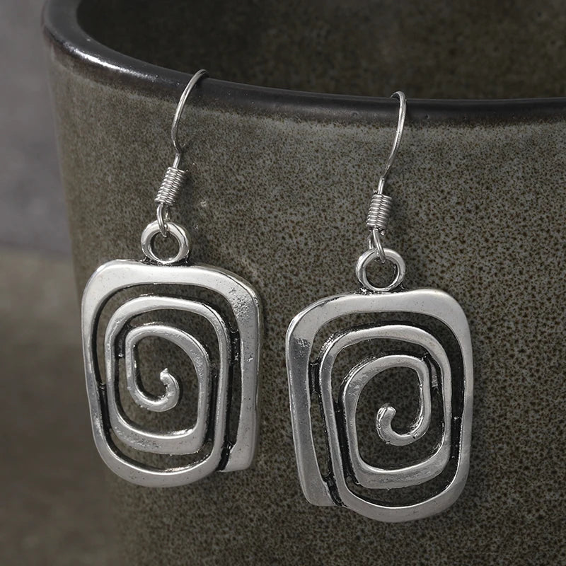 Boucles d'Oreilles Ethniques Pendantes Géométriques