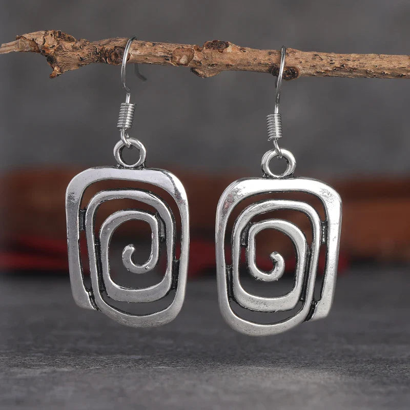 Boucles d'Oreilles Ethniques Pendantes Géométriques