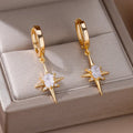 Boucles d'Oreilles Femme Créoles Etoile et Zircon