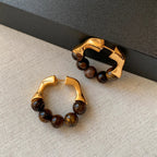 Boucles d'Oreilles Femme Créoles Oeil de Tigre