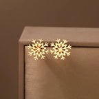 Boucles d'Oreilles Flocon de Neige Clous Femme or