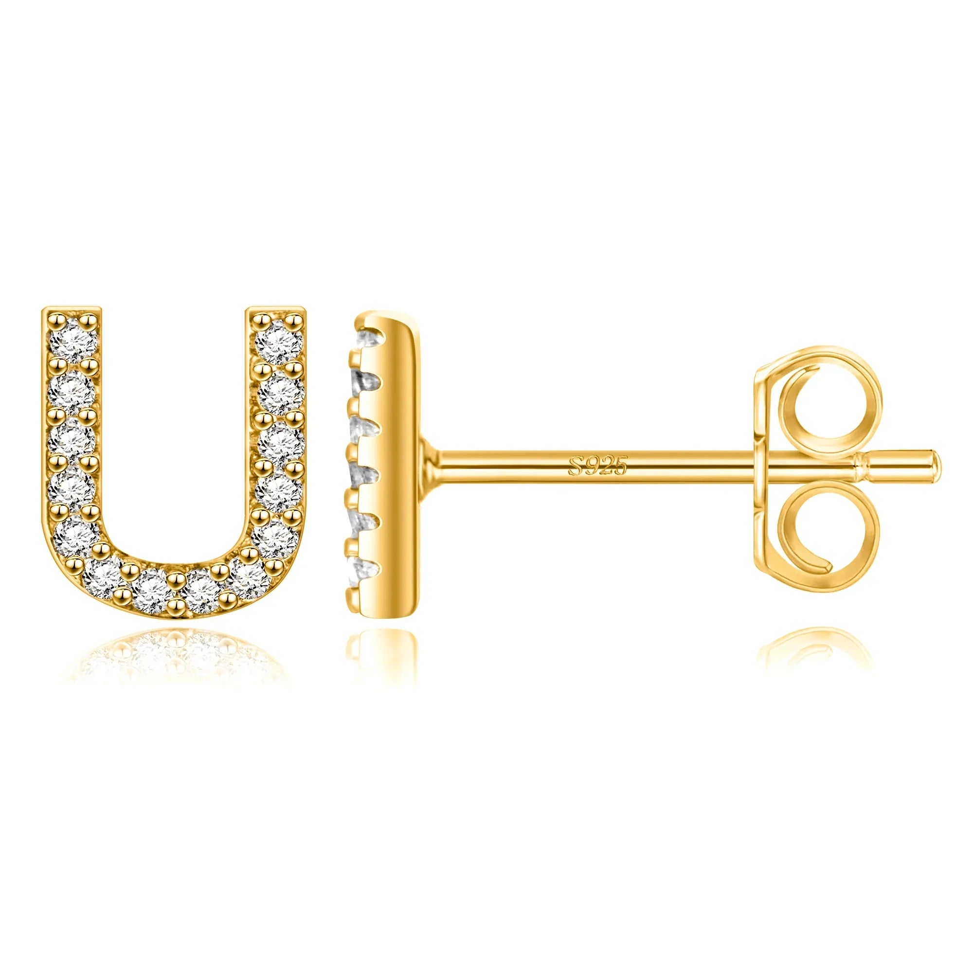 Boucles d'oreilles initiale or u
