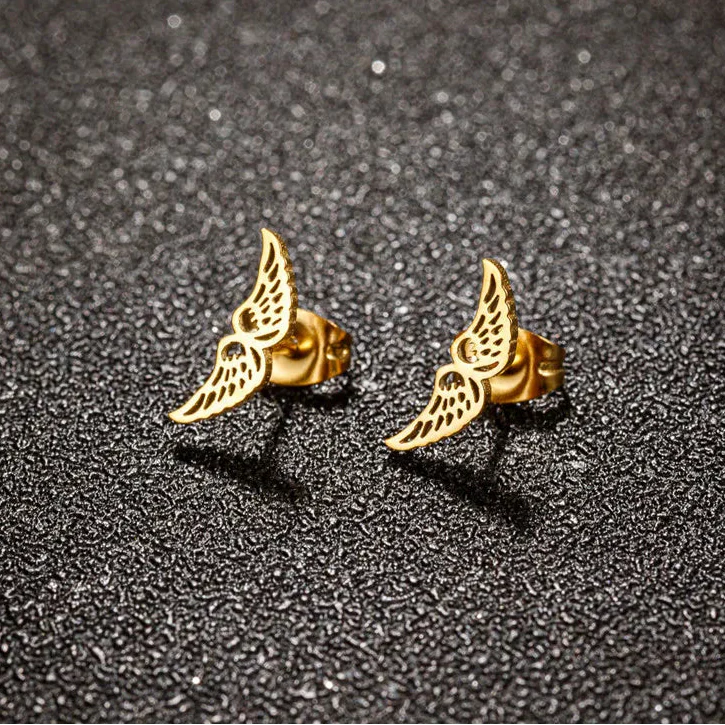 Boucles d'oreilles minimalistes ailes d'ange or