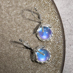 Boucles d'Oreilles Pendante Papillon et Pierre de Lune