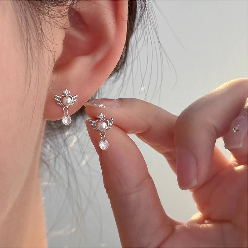 Boucles d'oreilles pendantes ailes d'ange