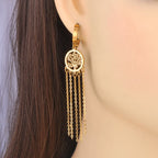 Boucles d'Oreilles Pendantes avec Arbre de Vie or