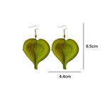 Boucles d'Oreilles Pendantes avec Feuille Colorée