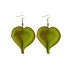 Boucles d'Oreilles Pendantes avec Feuille Colorée vert