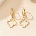 Boucles d'Oreilles Pendantes avec Trèfle à 4 Feuilles or